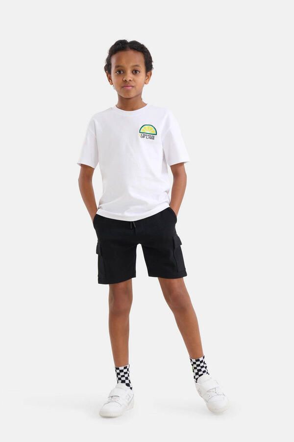 Shoeby extra low waist regular fit cargo short zwart Korte broek Jongens Katoen 122 128