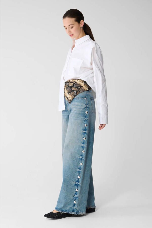 Shoeby regular waist wide leg jeans blauw - Foto 3