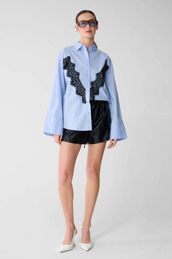 Shoeby regular waist casual short zwart met textuur - Foto 3