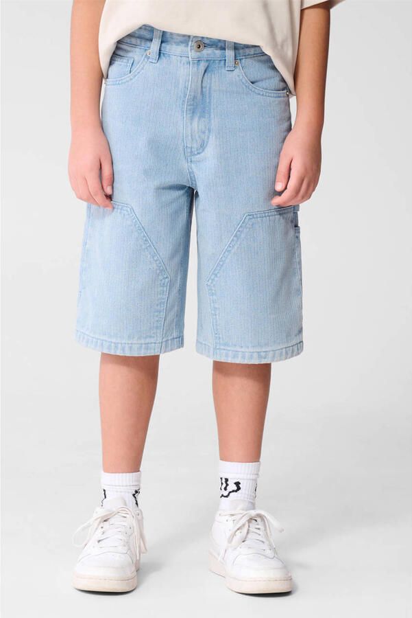 Shoeby regular waist short light blue denim met textuur