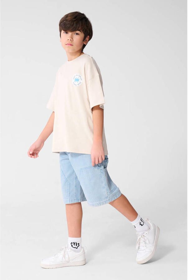 Shoeby regular waist short light blue denim met textuur - Foto 3