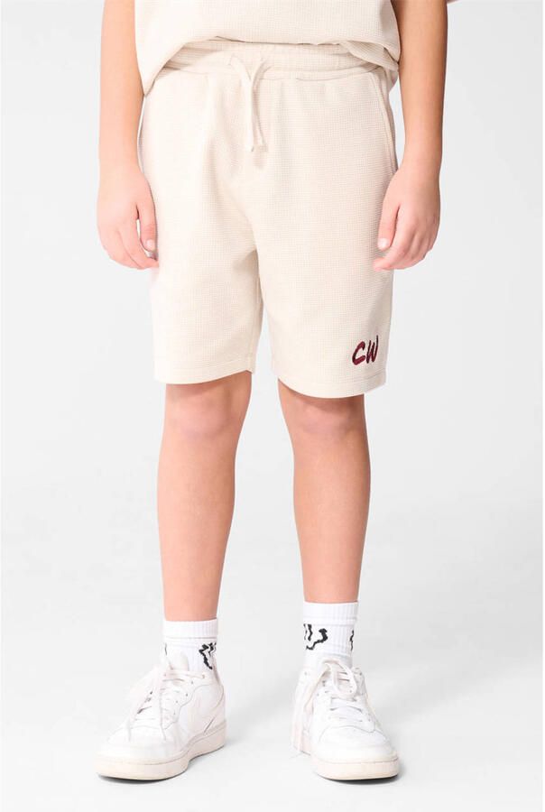 Shoeby regular waist sweatshort beige met textuur