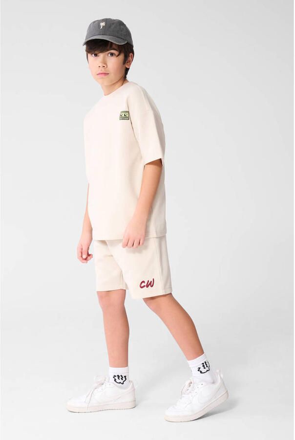 Shoeby regular waist sweatshort beige met textuur - Foto 3