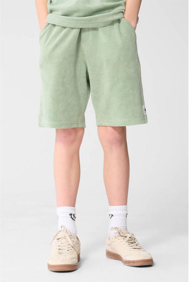 Shoeby regular waist sweatshort lichtgroen met textuur