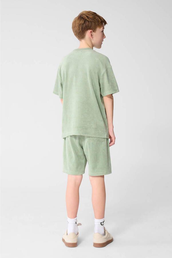 Shoeby regular waist sweatshort lichtgroen met textuur - Foto 3