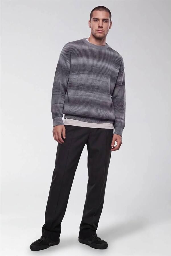 Shoeby relaxed fit gebreide gestreepte trui grijs