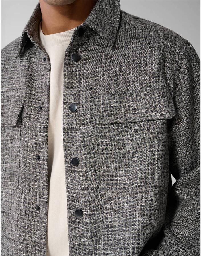Shoeby relaxed fit geruit overshirt met wol grijs - Foto 2