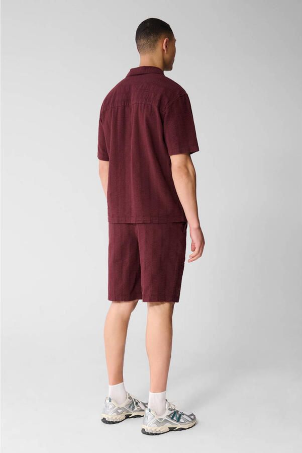 Shoeby relaxed regular waist sweatshort donkerrood met ingebreid patroon - Foto 2