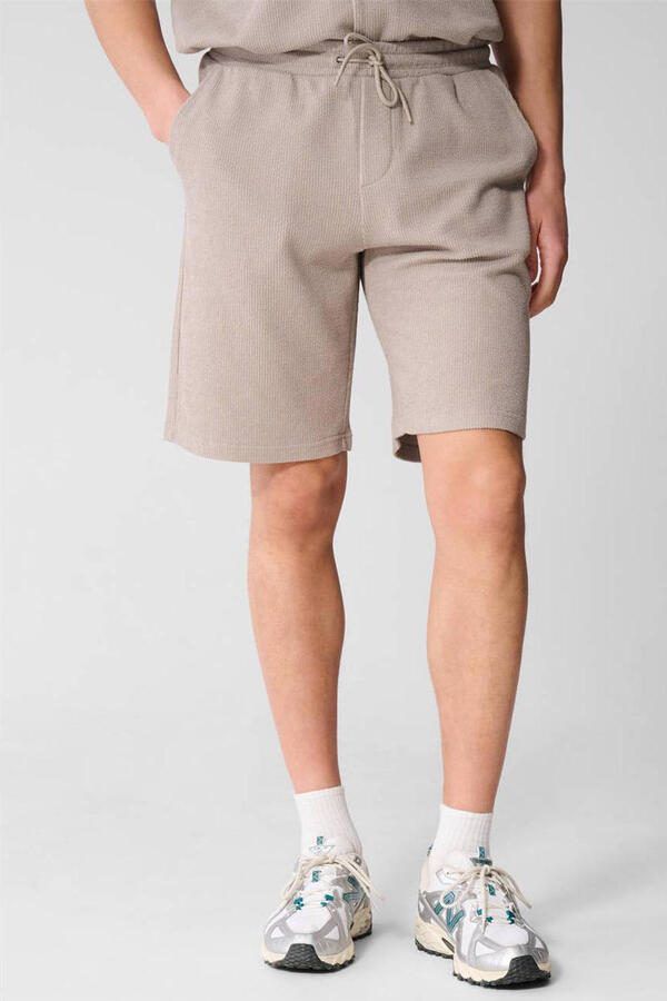 Shoeby relaxed sweatshort lichtbruin rib gebreid