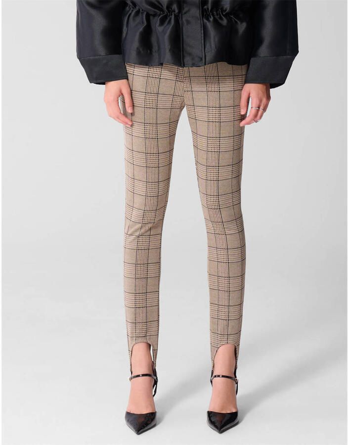 Shoeby slim fit geruite legging beige zwart