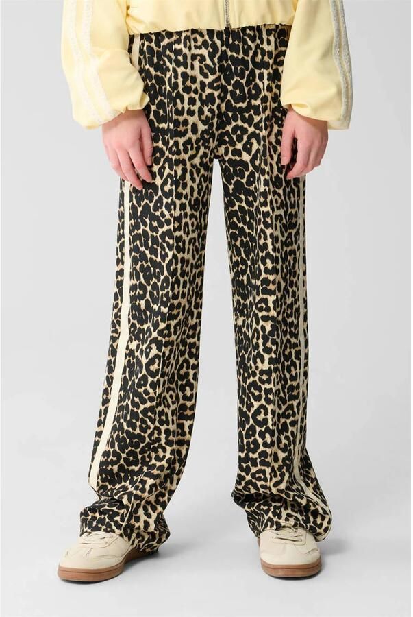 Shoeby straight casual broek met panterprint bruin