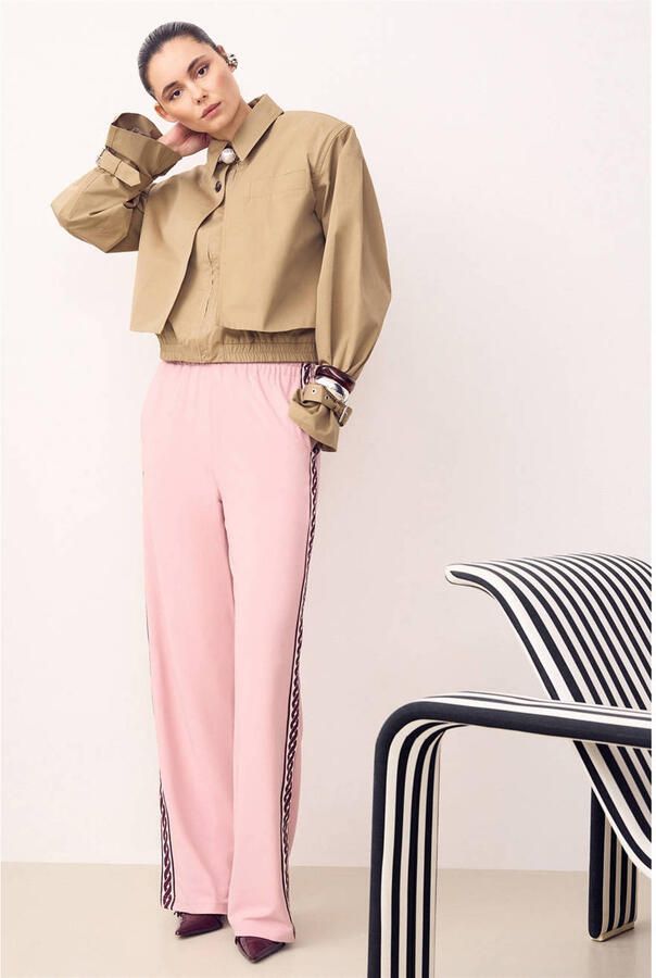 Shoeby straight high waist casual broek lichtroze - Foto 2