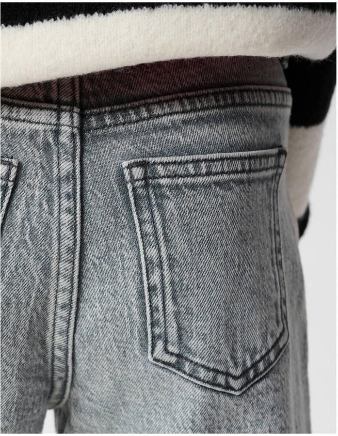 Shoeby straight high waist jeans met strass steentjes grey denim - Foto 2