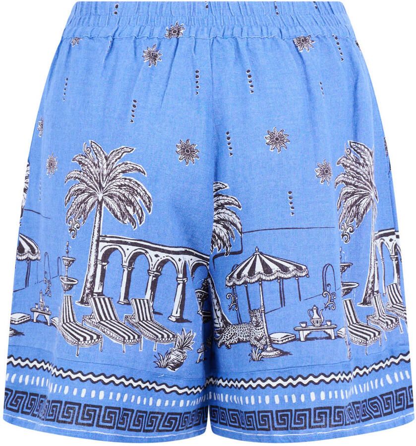 Shoeby straight leg casual short met print en linnen blauw - Foto 2