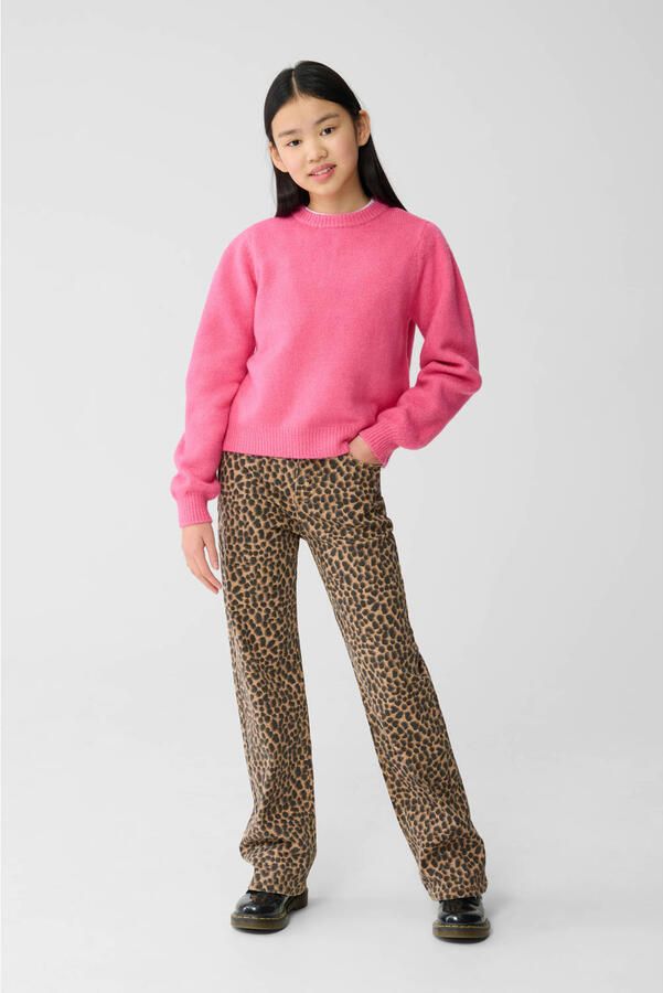 Shoeby straight leg jeans high waist met panterprint bruin - Foto 3