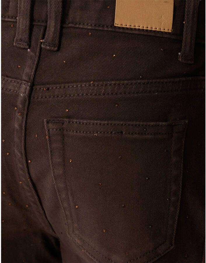 Shoeby straight leg jeans met strass-steentjes donkerbruin - Foto 2