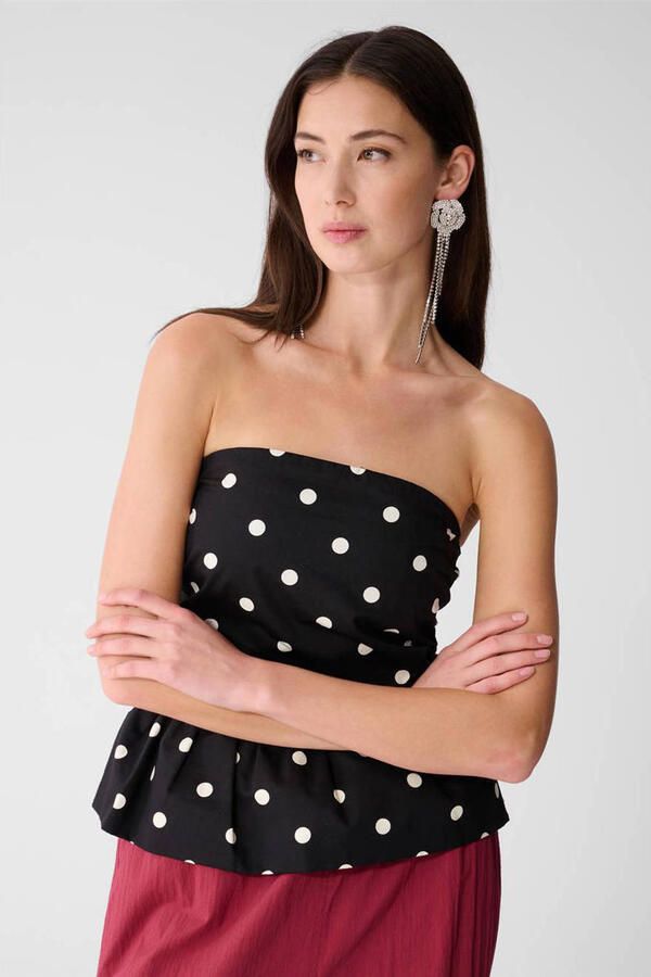 Shoeby strapless top met stippen zwart