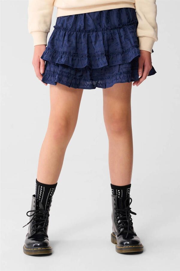 Shoeby strokenrok broderie donkerblauw