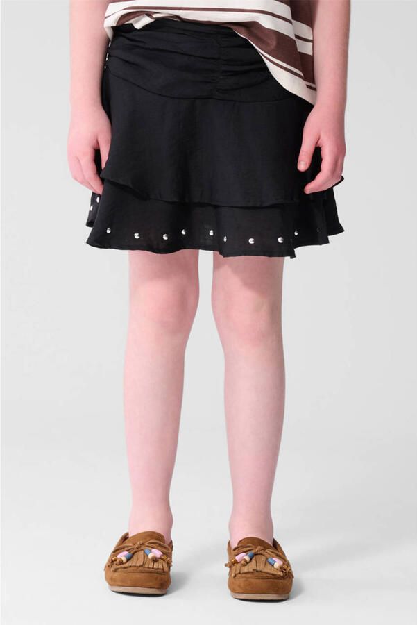 Shoeby strokenrok met plooien en studs zwart