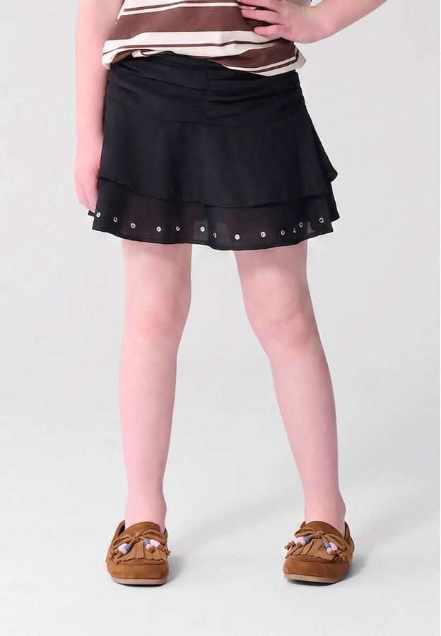 Shoeby strokenrok met plooien en studs zwart - Foto 2