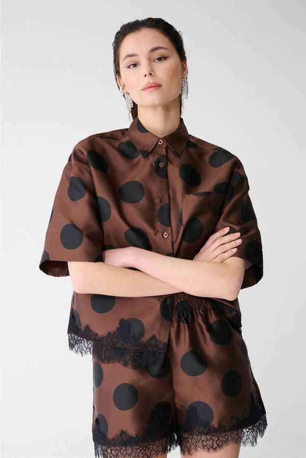 Shoeby Studio blouse met stippen bruin