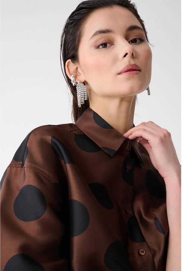 Shoeby Studio blouse met stippen bruin - Foto 3