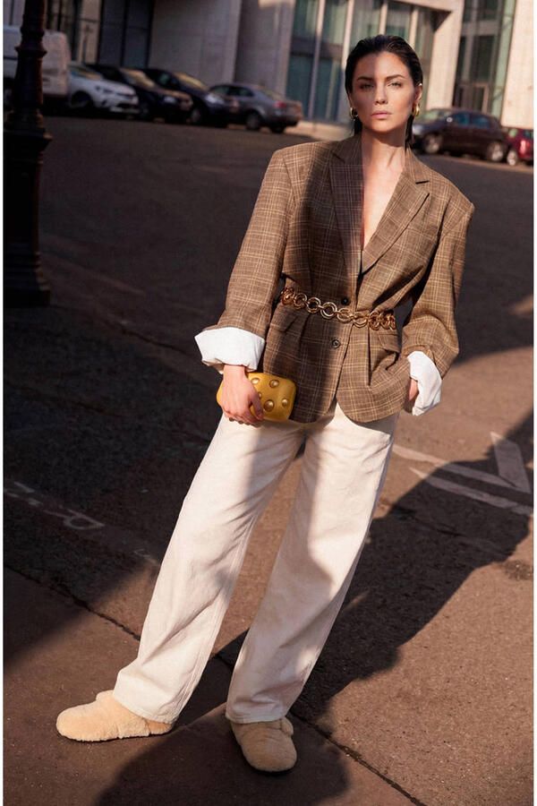 Shoeby Studio geruit oversized blazer bruin - Foto 3