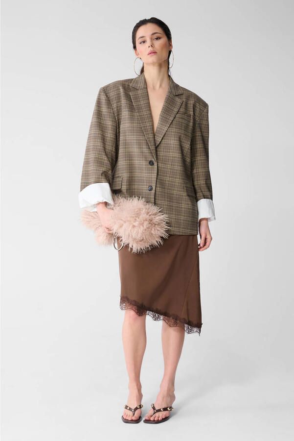 Shoeby Studio geruit oversized blazer bruin - Foto 2