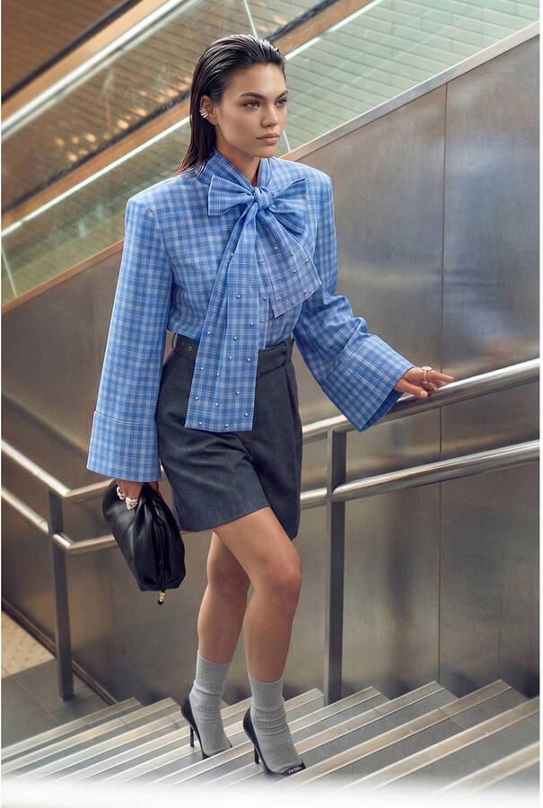 Shoeby Studio Geruite blouse blauw - Foto 3