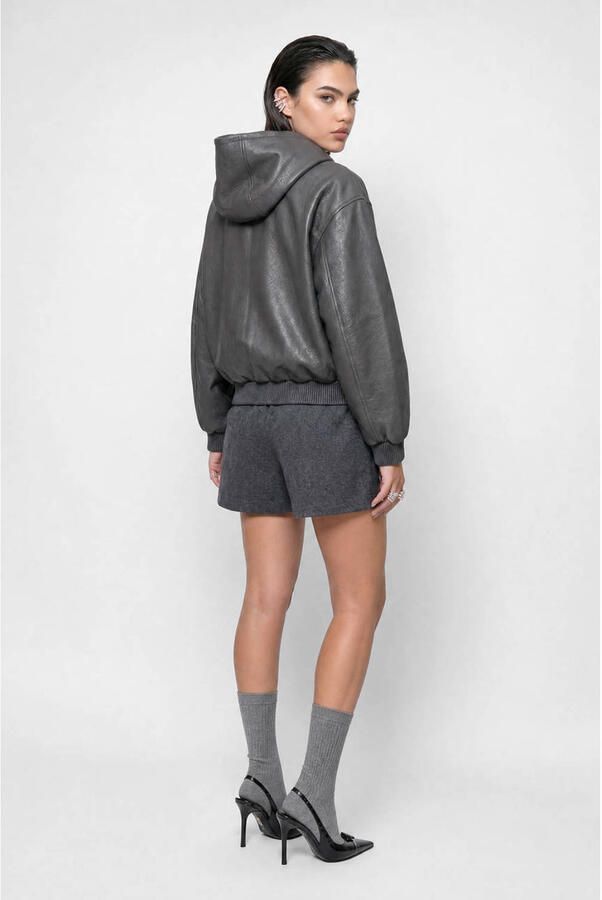Shoeby Studio imitatieleren bomber grijs - Foto 2