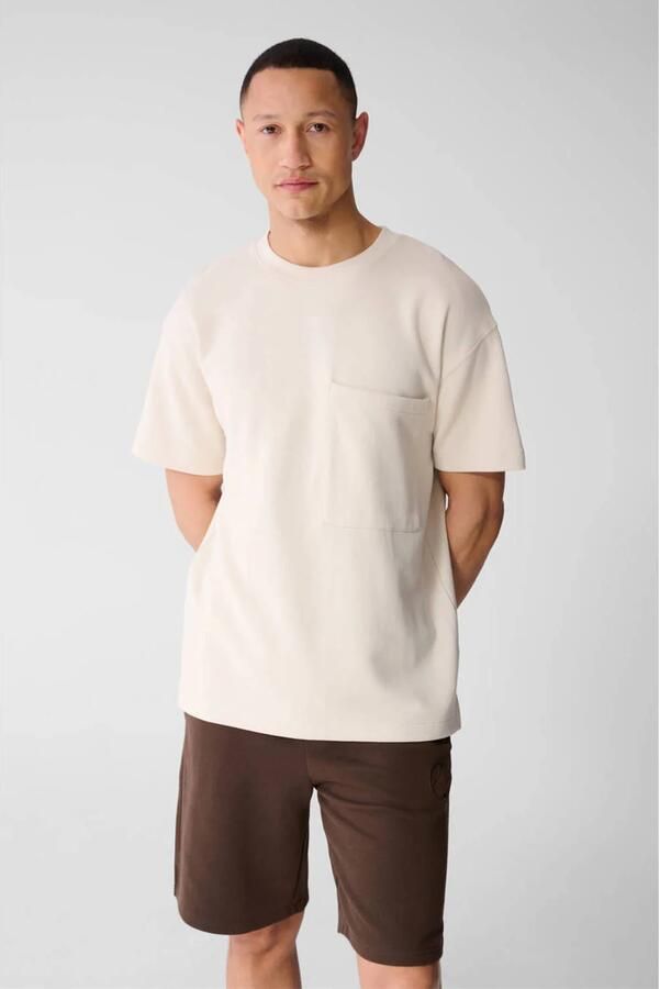 Shoeby Studio relaxed T-shirt met backprint beige