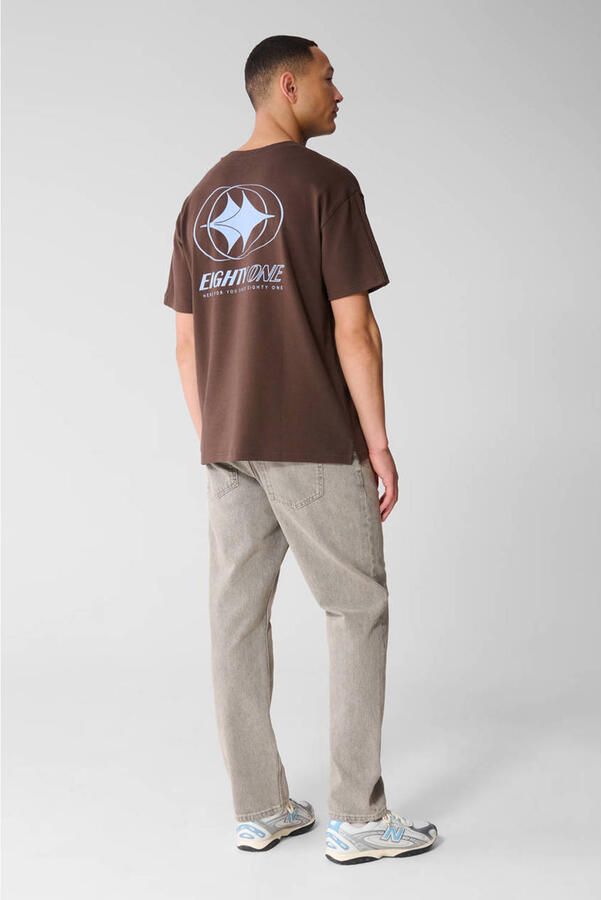 Shoeby Studio relaxed T-shirt met backprint donkerbruin - Foto 2