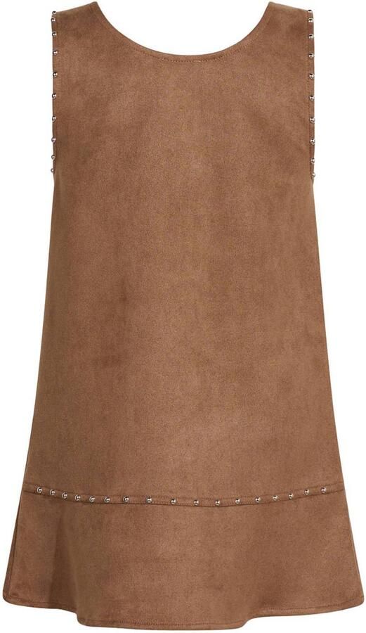 Shoeby suède midi jurk met studs lichtbruin