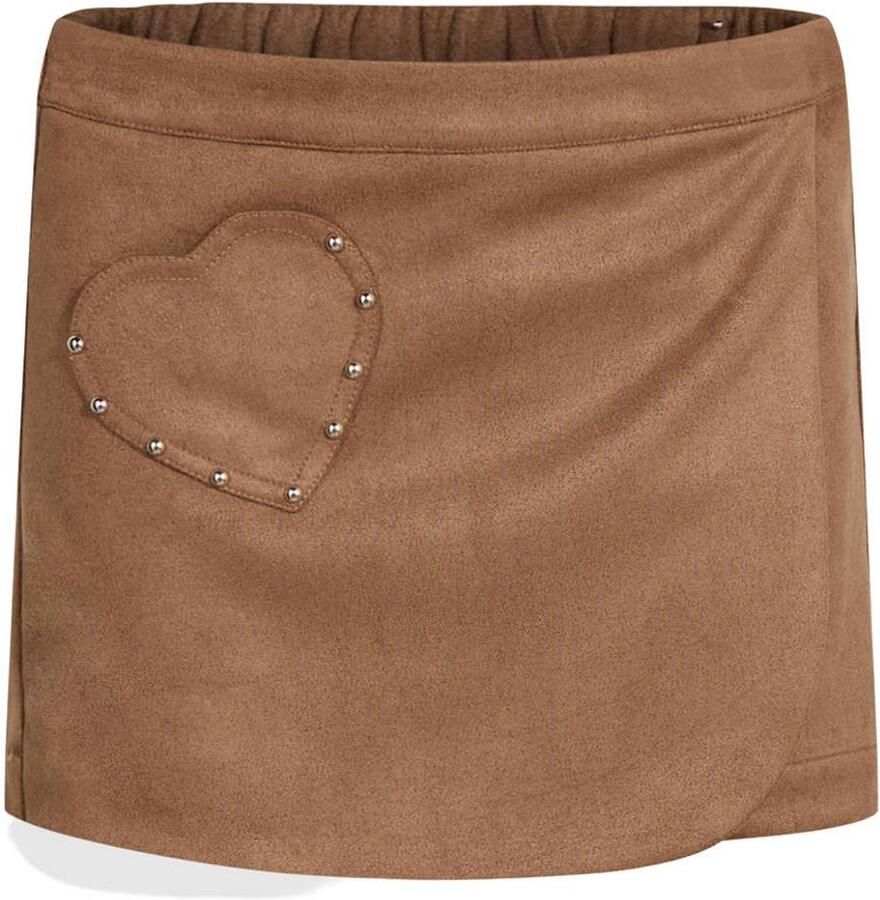 Shoeby suèdelook korte skort bruin Rok Effen