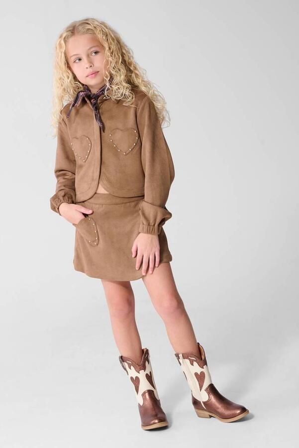 Shoeby suèdelook korte skort bruin Rok Effen
