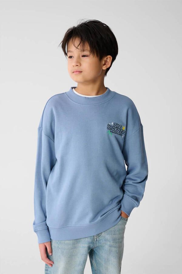 Shoeby sweater boxy met backprint blauw