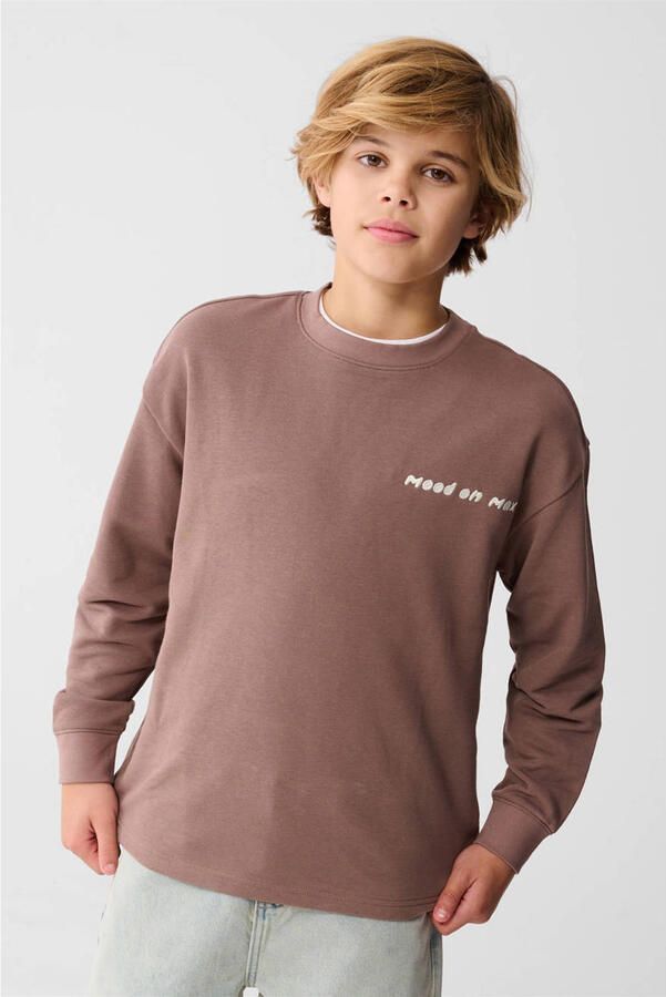 Shoeby sweater boxy met backprint bruin