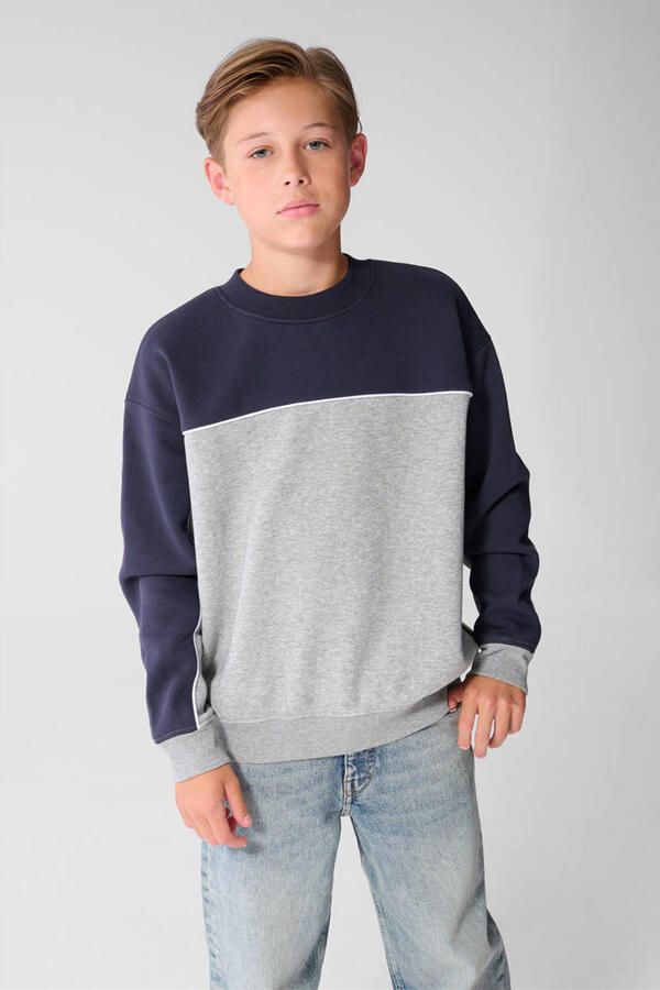 Shoeby sweater grijs donkerblauw