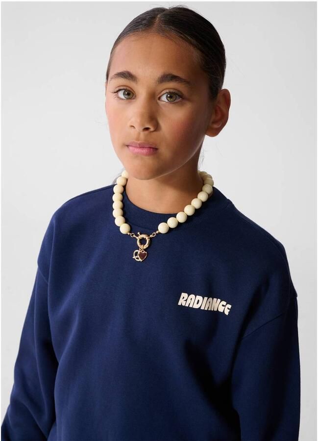 Shoeby sweater met backprint donkerblauw Logo