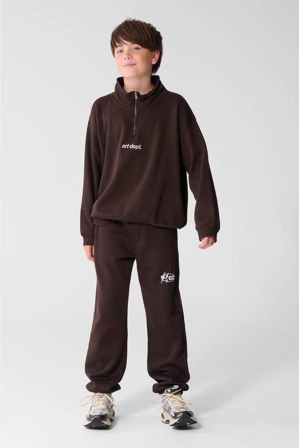 Shoeby sweater met backprint donkerbruin Backprint - Foto 2