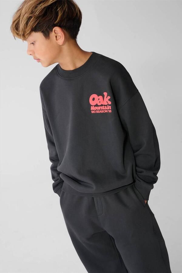 Shoeby sweater met backprint donkergrijs Backprint