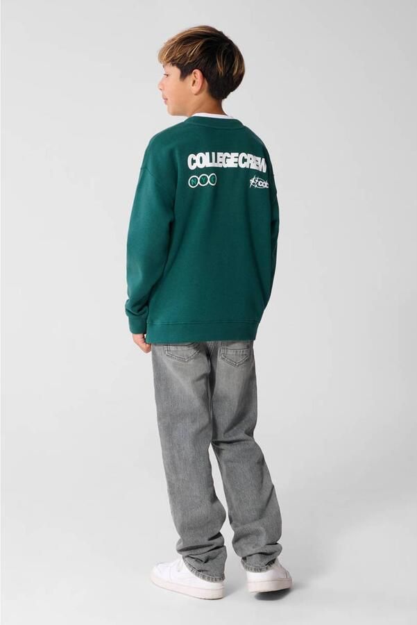 Shoeby sweater met backprint en tekst donkergroen Backprint - Foto 2