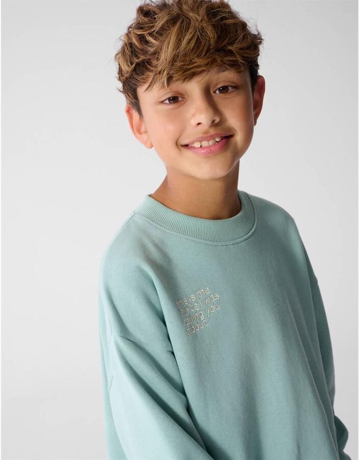 Shoeby sweater met backprint licht turquoise