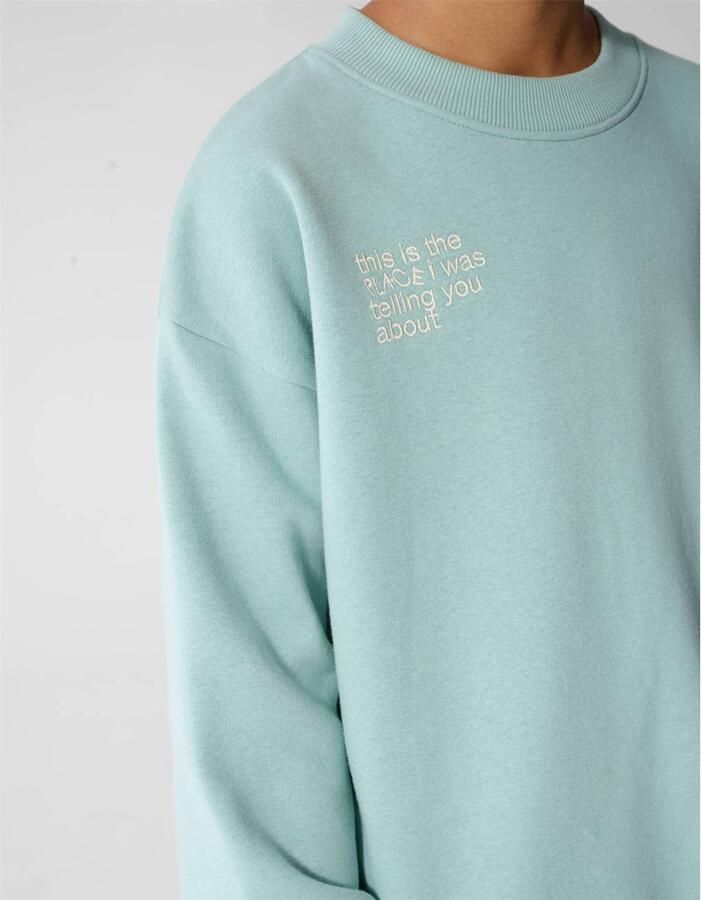Shoeby sweater met backprint licht turquoise - Foto 3