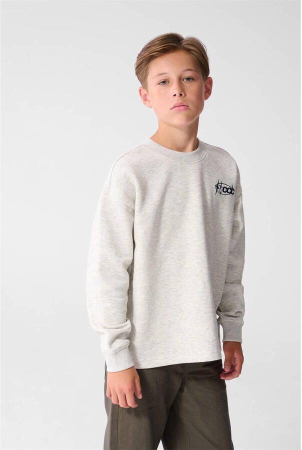 Shoeby sweater met backprint lichtgrijs