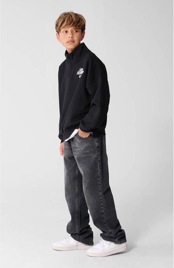Shoeby sweater met backprint zwart wit blauw Backprint - Foto 3