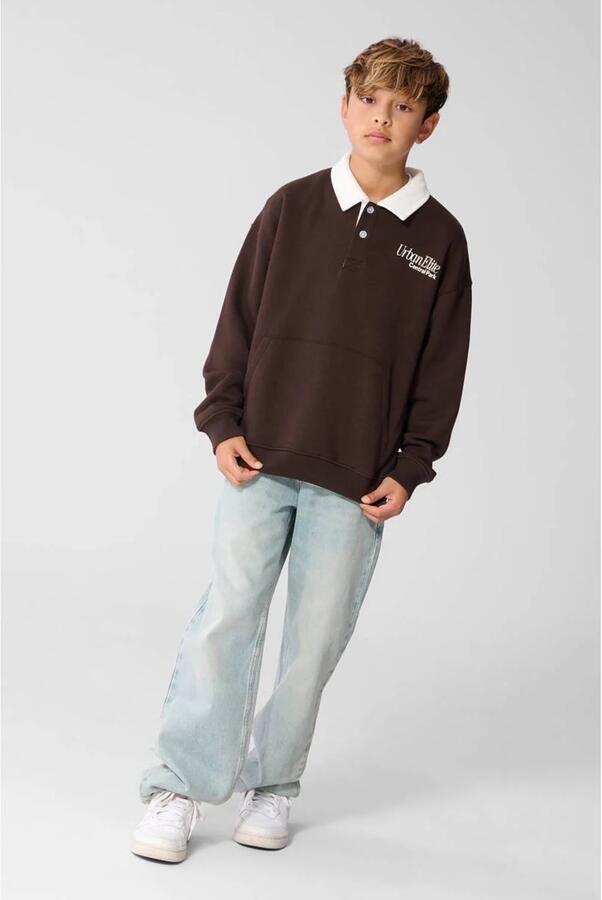 Shoeby sweater met logo donkerbruin Logo