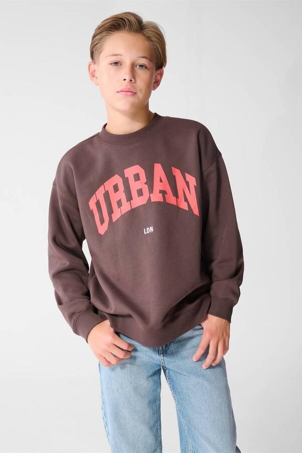 Shoeby sweater met tekst bruin Printopdruk