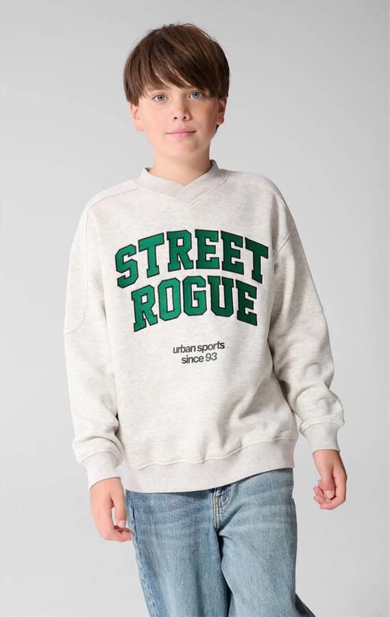 Shoeby sweater met tekst grijs groen