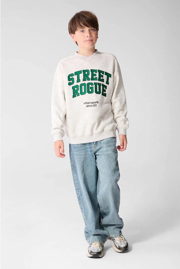 Shoeby sweater met tekst grijs groen - Foto 3